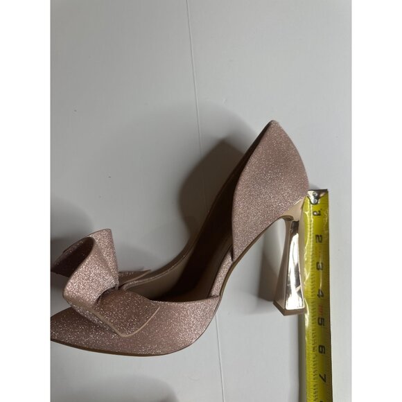 Betsey Johnson Glitter Bow High Heels Pointed Toe Pink Size 6M Made In China - Picture 5 of 7